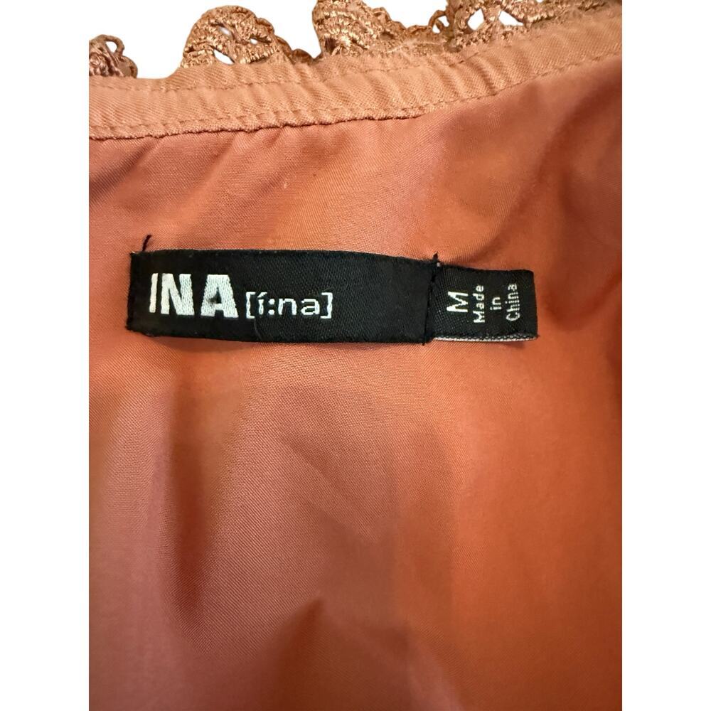 NWOT INA (i:na) Dark Peach Long Dress in Shiny Material Midi   M​ - Picture 7 of 12